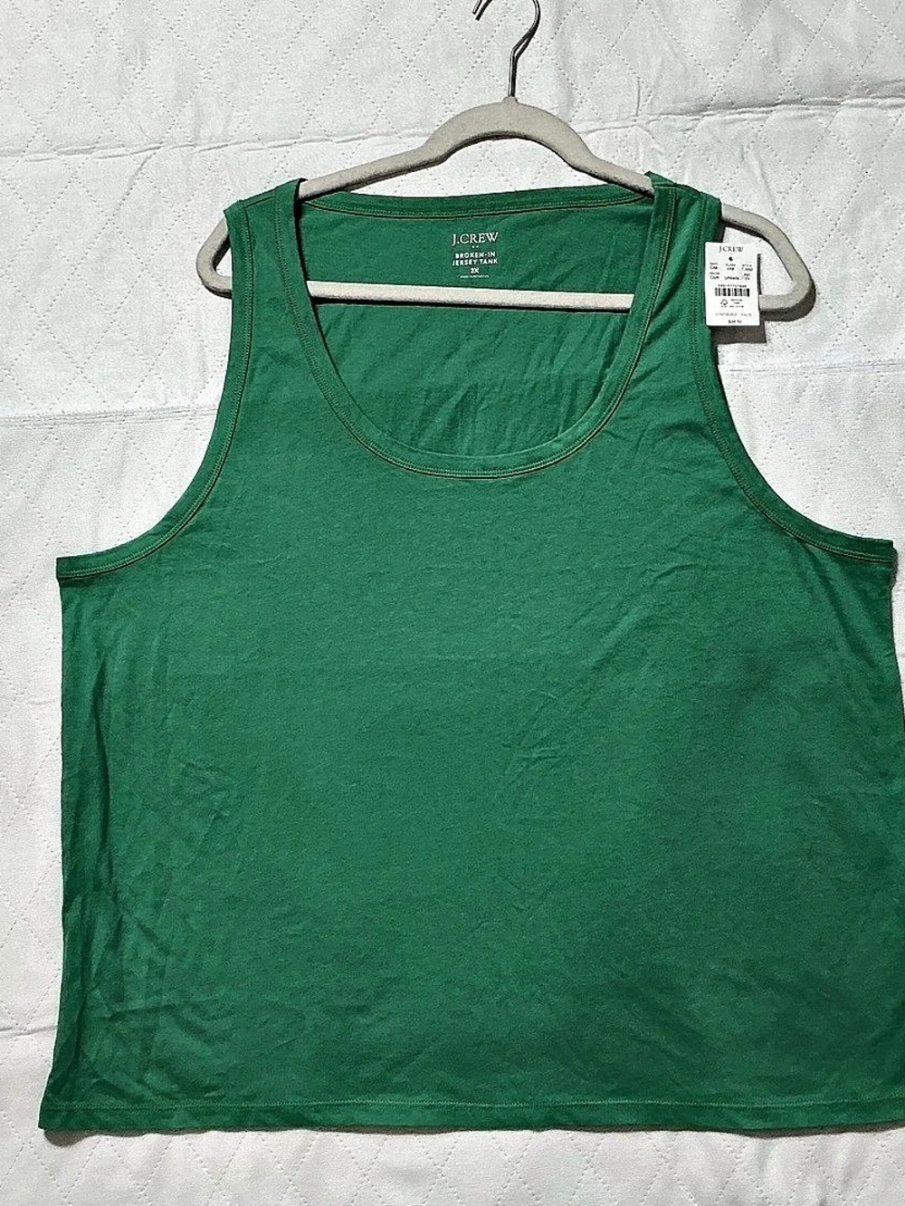 J.Crew Broken-In Jersey Tank Cotton Tank Top in Green Size 2X NWT